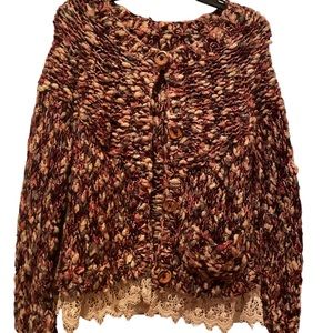 Anthropologie Sweater Cardigan Womens Size Medium Wool Blend Chunky